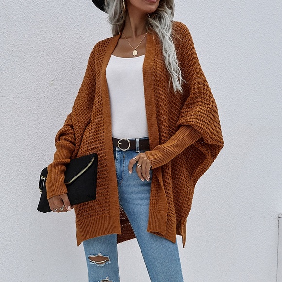 Bat Sleeves Loose Fit Cardigan Caramel - Picture 4 of 7